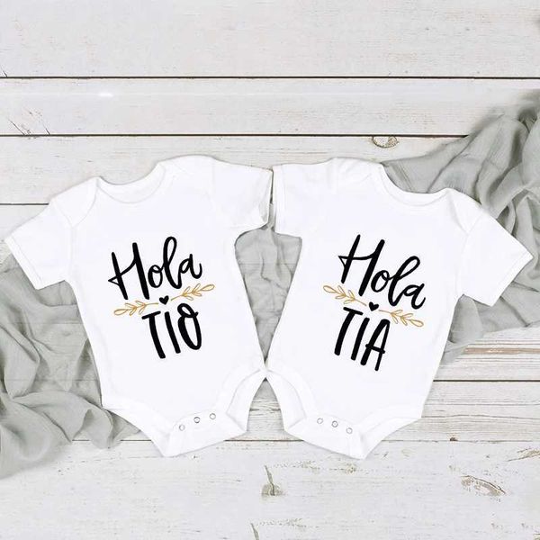 

Rompers Hola Tio Tia Pregnancy Announcement Baby Bodysuit Jumpsuit Infant Clothing Casual Overalls Pregnancy Gift for New Aunt UncleL2473, Grass green