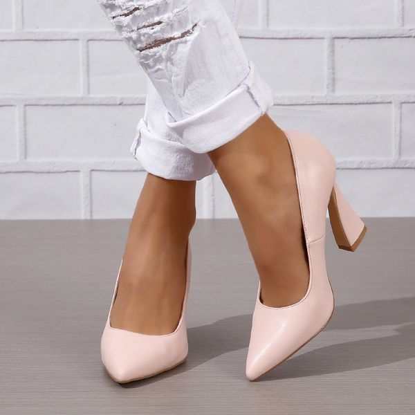 

New shoes in stock in Europe and America, pointed and fashionable high heels for women's shoes, one foot for women's designer shoes, Pink