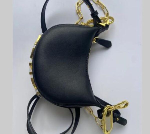 

New Style Half Moon Evening Bags Women Handbag Luxury Designer Mini Bags Leisure Travel Chain Tote Bag Leather Metal Letters Fashion Shoulder Bag Wallet 5 Colors, Gold