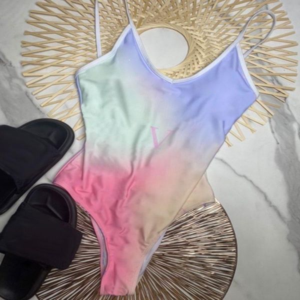

designer sexy bikinis women fashion bikini gradient ramp full printing letter summer beach swimsuit, Color8