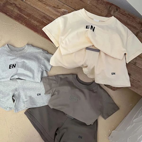 

Luxury Kids Clothing Boys Girls Clothes Sets Summer Designer Tshirts Shorts Tracksuit Children Outfits Short Sleeve Shirt Sportsuit Kalekids, Gray
