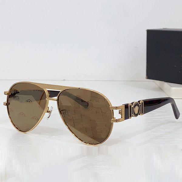 

Luxury designer Mens oversized square aviator Sunglasses VE5701 Metal frame mirror legs hollow-out design UV400 protective Womens retro brand sunglasses