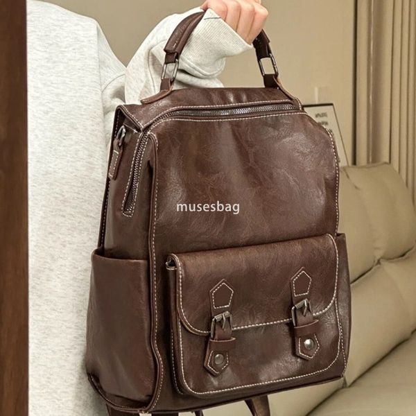 

Western style women's high-end backpack new classic retro British style college student backpack Korean version simple and fashionable travel backpack trendy, Brown