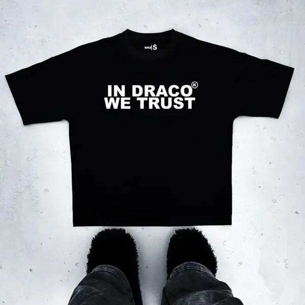 

Designer Men's T Shirts In Draco We Trust Letter Print Summer T-shirt High Quality Haruku Casual Fashion Short Sleeve Couple Oversized Streetwear, Gray