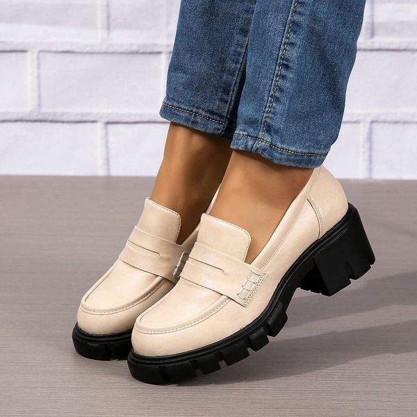 

Elegant European-Inspired Ladies' Shoes - Comfortable Single Design for Cold Seasons, Brown