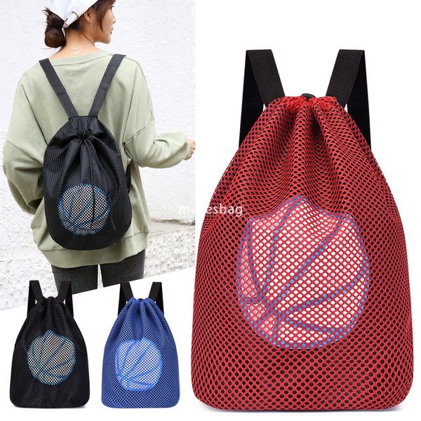 

Fashionable women's high-end lightweight large and small basketball bags student football training bags outdoor sports drawstring backpack storage bag, Red