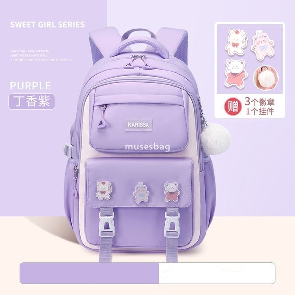 

High quality women's fashionable cross-border backpack cute elementary school backpack children's splash proof color contrast large capacity multi-layer backpack, Lotus root powder small size