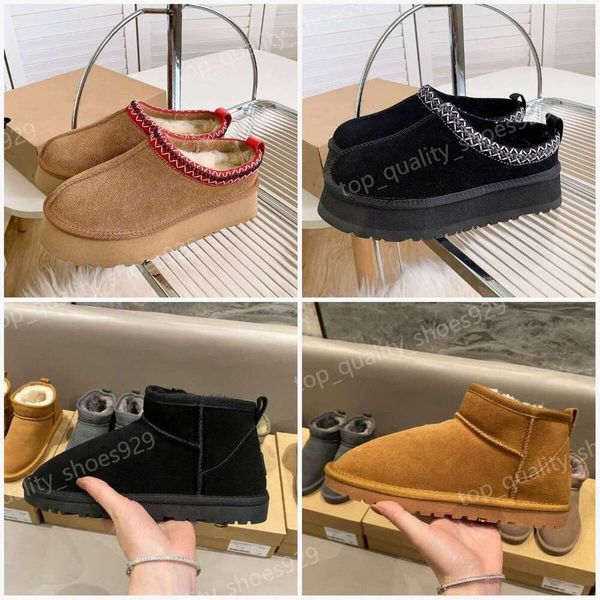 tasman Slippers Ultra Mini Platform Boot Tazz mustard seed Chestnut Fur Australian Slides Sheepskin Classic Winter Women Men Slip-on Shoes Suede Wool slippers