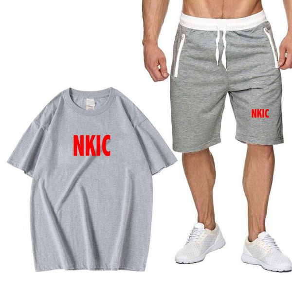 

Summer Brand Sportswear Suit Men'S Fashion Two-Piece Sports Fitness Running Casual Quick Drying Short Sleeved Shorts Set For Men, Navy blue