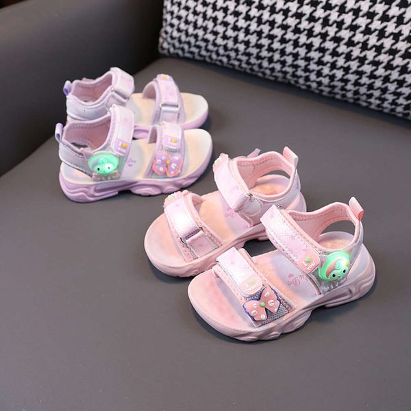 

Light Up Polyurethane Sandals Kids, Summer 2024, Beach Shoes for Girls Aged 1-6 Years, Tide F706-28, Black