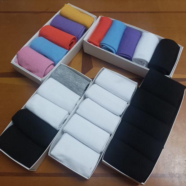 

Mens Socks Women Cotton Solid Color Socks Slippers hook ankle breathable black White Gray Football basketball Sports stocking letter Sportsocks Christmas with box, A08 - 5 pairs with box