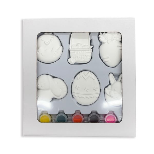 

Easter plaster doll six-piece set party game crafts children DIY handmade toys plaster doll animal rabbit doll painted graffiti painting small pieces