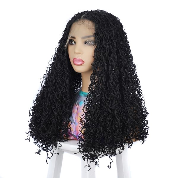 

Wig Synthetic Two Strands Braid Curly Dirty Braid 1B# Color Mechanism Lace Wig Adjustable Band Chemical Fiber Black