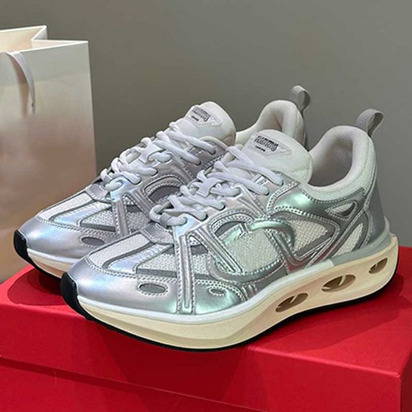 

2024 VLogo Easyjog Low Top Sneaker Brand Designer Women Sports Shoes Breathable Mesh Silver Calf Leather Upper Ultra Light Rubber Sole Outdoor Womens Running Shoes, #2