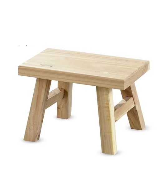 

Nostalgic Original Wood Stool - Handmade Octagonal Low Bench with Solid Wood Construction