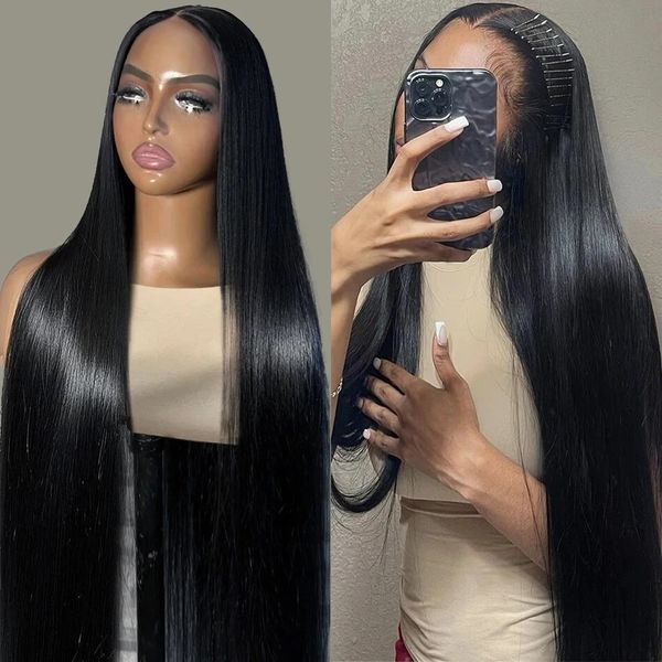 

Density 250 13x4 Transparent Bone Straight 30 40 Inches 360 Lace Front Human Hair Wigs Brazilian Frontal Wigs for Women al, Black