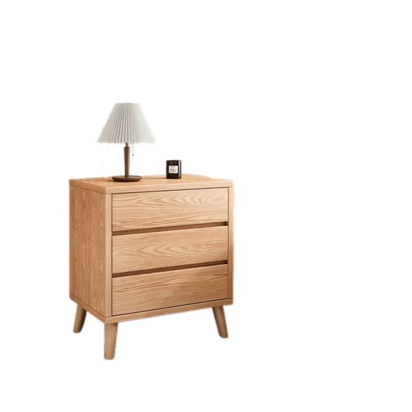 

Solid wood bedside table, home bedroom, light luxury, high-end feeling, main bedroom, bedside shelf, simple and fashionable bedside table