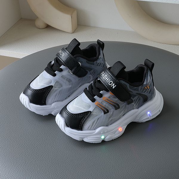 

Breathable Mesh Light-up Kids' Sneakers for Boys & Girls - 2024 New Fashion Sports Shoes, Brown