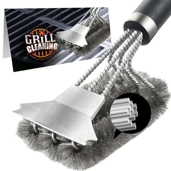

Scraper Grills LMETJMA Safe And With Dee Handle 18 Inch Cleaner Stainless Steel Bristle Grill Brush Jt61