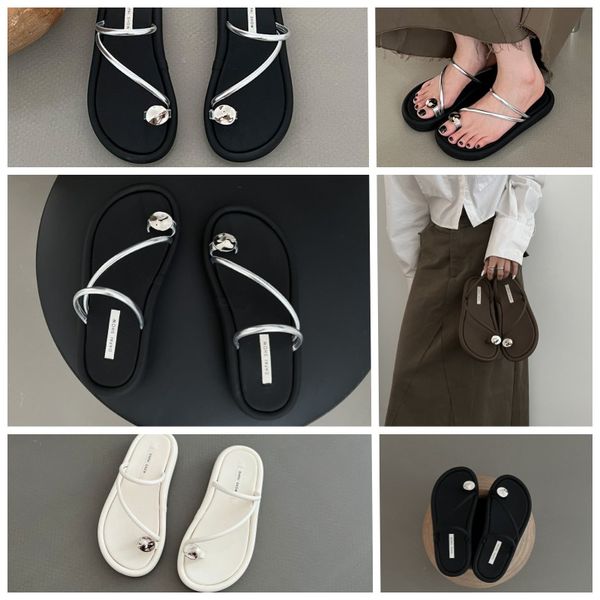 

news Leather Sandals and lippers BOM DIA Half Slippers Flat Bottom Soft Bottom Double Buckle Adjusted Gold Buckles Women Summer Slipper, Red