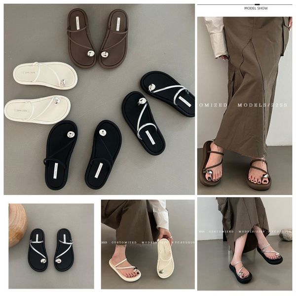 

Designer Sandals Slippers Women Flip Flops Luxury Flat Rubber Leather Women Dress Shoes, Black