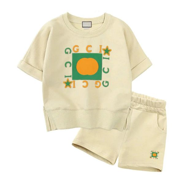 

Luxury Children Clothing Casual Clothes Designer Girls Boys Baby Clothing Sets Spring Kids Vacation Outfits Summer T Shirt Short Pants 2pcs, Gray
