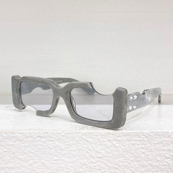 

Hip Hop Square Sunglasses OW40006U Womens Mens Notch Hole Personality sunglasses UV400 protective Mens acetate square frame sunglasses mirror leg band logo