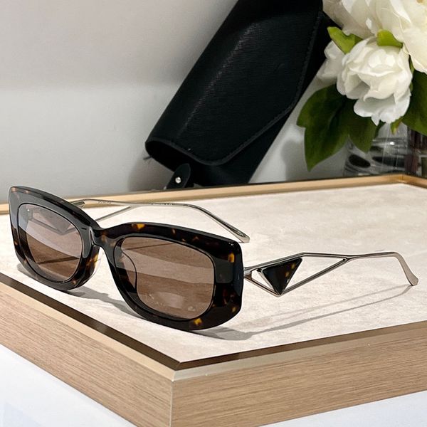 

Luxury designer acetate sunglasses SPR14Y Mens Womens retro brand sunglasses UV400 protective goggles with hollowed out legs and inverted triangle logo design