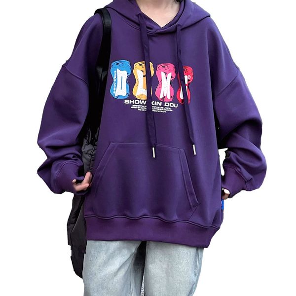 

Children's Casual Hoodie Long Sleeve Purple Lightweight Pullover Top Loose Sweatshirt with Pockets