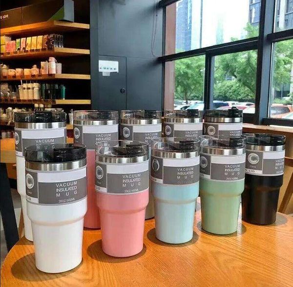 

Wholesales 30/20 oz Stainless Steel Tumblers Car Coffee Mugs Thermal Insulation Keep Drink Cold Cups Double Wall vaccuum Water Bottles with Straw 0208, Multi-color