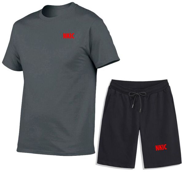 

Men's Sets Korea Casual T-Shirt Shorts Set Two Piece Summer Male Sports Suits Tracksuit Loose Suit Man T shirt Clothes, Cowboy blue