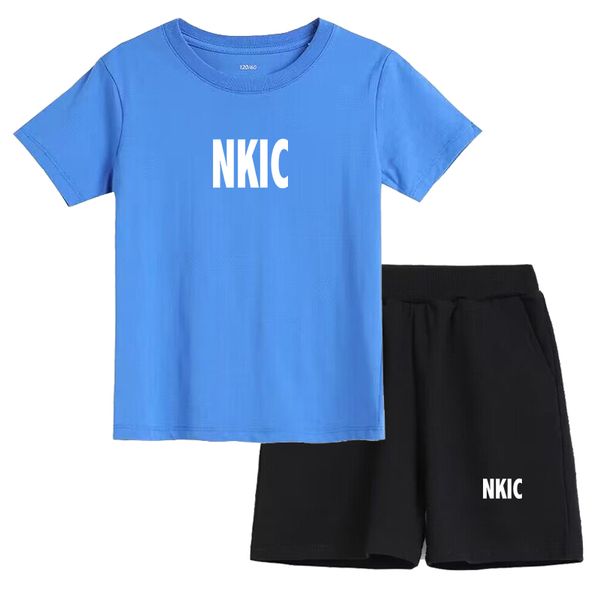 

Children Summer Clothing Short Sleeve 100% Cotton T Shirt Pants Sets Baby Girls Boys Fun letter printed Sport Suits Kids Brand Clothes Set 2-13 Years, Red 1
