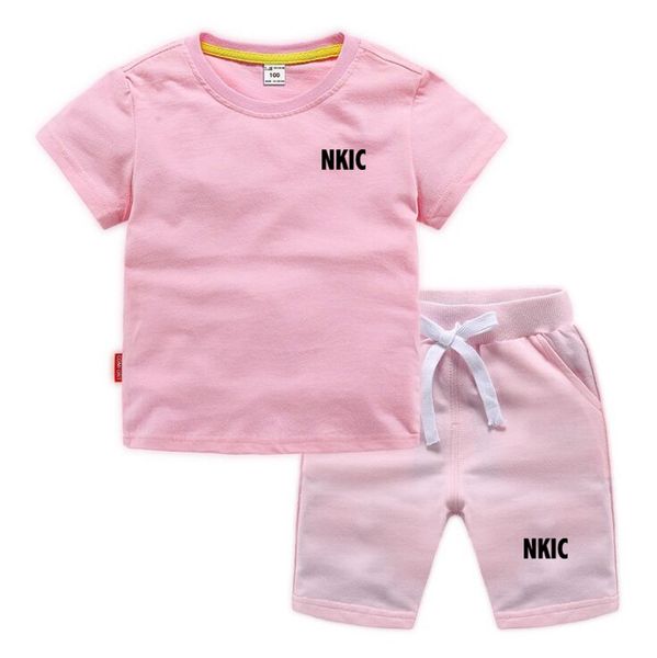 

Kids Summer 2pcs Breathable Casual Brand Tracksuit Short Sleeved T-shirts Pants Suits 2-13 Years Boys Girls Outfits Sets Children Gift Clothes, Red 1