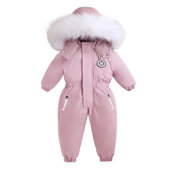 

30 Winter Baby Clothes Thicken Warm Jumpsuits Snowsuits Girl Boy Hooded Jacket Waterproof Rompers Ski Suits Kids Coat Outerwear 240706, Pink