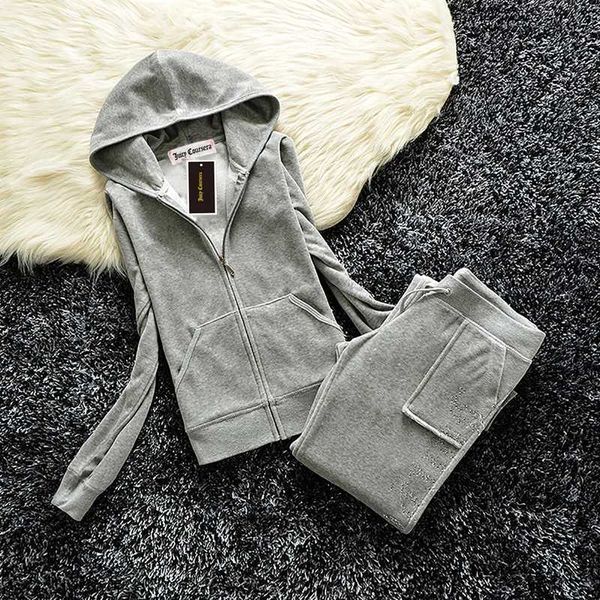 Women's Two Piece Pants Velvet Athletic Suit Set Juicy Coursera Velvet Womens Athletic Suit Crystal Hooded Sweatshirt Two piece Womens Set 2024 Pant Set J240708
