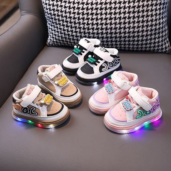 

Boys' Flashing LED Light Up Sneakers, Casual Sport Shoes for Kids, Pink