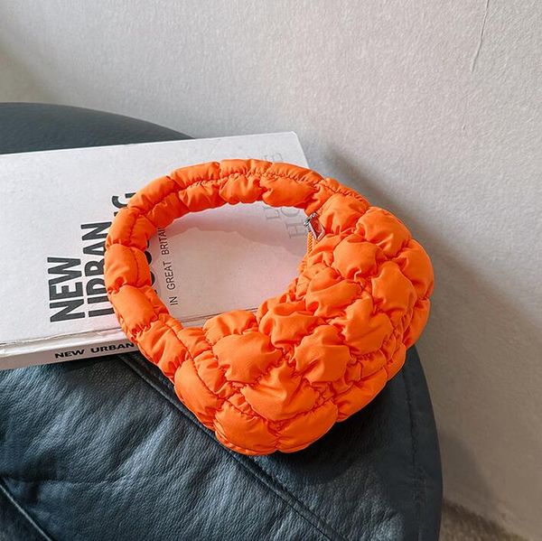 

wholesale ladies shoulder bags 11 colors light foreign-style car stitching mini handbag daily Joker solid color nylon mobile phone coin purse fashion fold bag 9999#, Orange