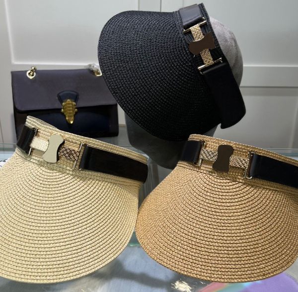 

Designer Sun Visor Womens Visors Empty Top Caps Mens Straw Hats Fashion Casquette Summer Beach Hats Womans Visors Luxurys Cap, Brown