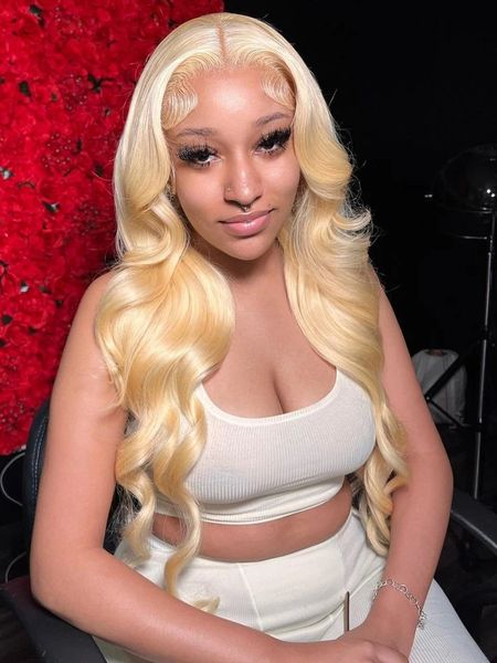 

HD 13x6 Transparent Lace Front Wig 613 Blonde Body Wave 13x4 Lace Frontal Human Hair Wig 30 Inch Glueless Wigs for Women Choice al s, Black