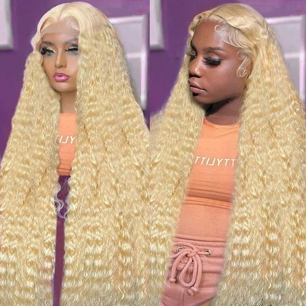 

250 Density 30 Inch Deep Wave 613 Honey Blonde Color 13x4 Lace Front Human Hair Wigs 13x6 Lace Frontal Curly Wave Wig for Woman, 13x4lace