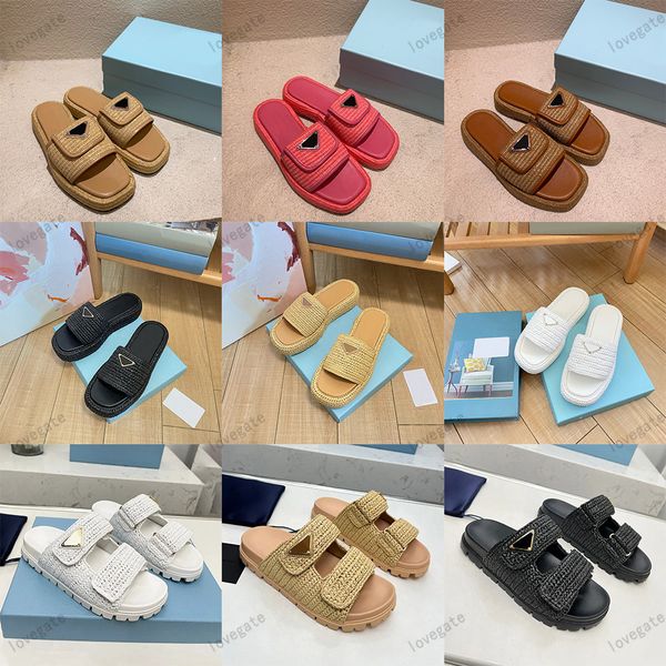 

Designer Sandals women crochet Platform Slides padded nappa leather slippers Monolith Roman Foam Rubber sliders womens Shoes Summer Buckle Beach Sandal 35-42, A22