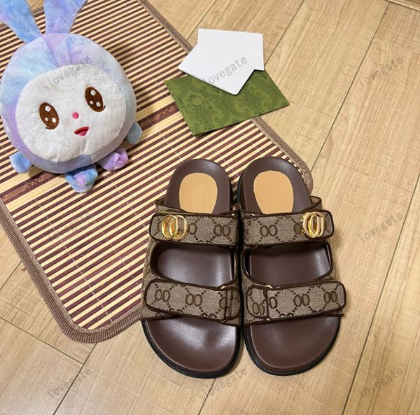 

Designer Sandals Fashionable Velcro With Two Strap Women Platform Slides Denim Slippers Beach Summer Luxury Mules Leather Waterproof Size 35-42, A7