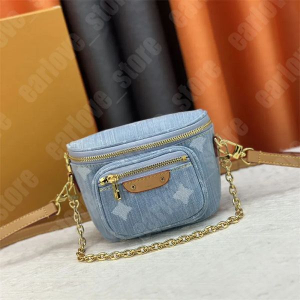 

Man Women Luxury Fanny Packs Denim Bum Bag Designer Crossbody Bags Mens Belt Bag Fashion Brand Mini Bumbag Chains Chestbag Purse 247133BF, L4