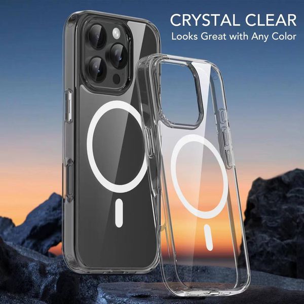

Apply to iPhone 15 14 magnetic suction mobile phone case transparent German Bayer material Apple 16 ProMax transparent case