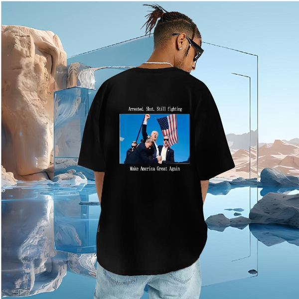 

Man T Shirts Oversized Trump Arrested Shot Make America Great Again Printed 100% Cotton 230g Tees Short Sleeves Wholesale Tee Shirt, Black