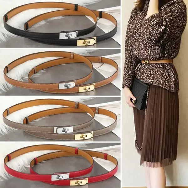 

High quality genuine leather belt for women and girls, 1.8cm adjustable women's belt, jeans windbreaker belt, women's party dress, Army green