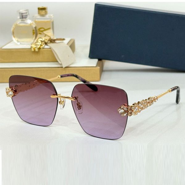 

Designer new brand rimless sunglasses SCHL886 Womens rimless travel sunglasses UV400 protective legs Full Star Full diamond design for Womens sunglasses