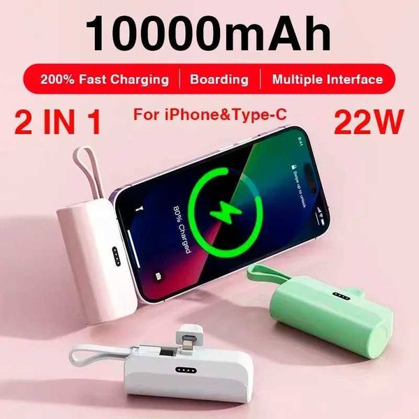 10000mAh power pack 2-in-1 fast phone charger external battery mini power pack Plug Play Type-C M241026