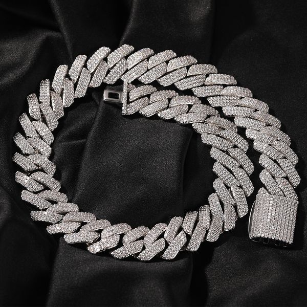 

20MM Wide Miami Cuban Link Chain Necklace Designer for Men Womne 3 Row Bling Moissanite Diamond Choker Necklaces Gold Plate Rock Hip Hop Jewelry