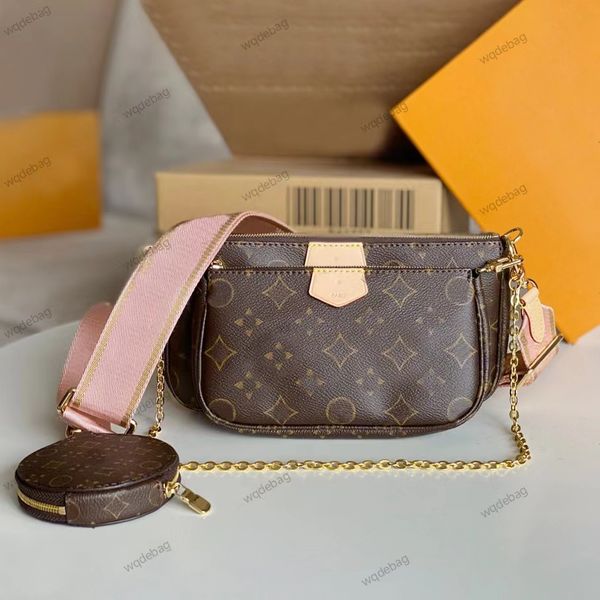 

Designer Classic Old Flower Brown Five In One Seven Color Shoulder Strap Clutch MULTI POCHETTE Women's Messenger Bag Wallet Fashion Bags, L-3